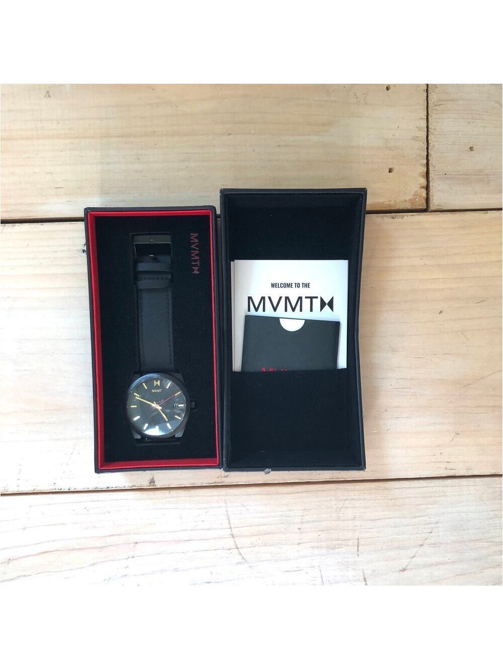MVMT EUC Men's Element Watch Leather Band Black